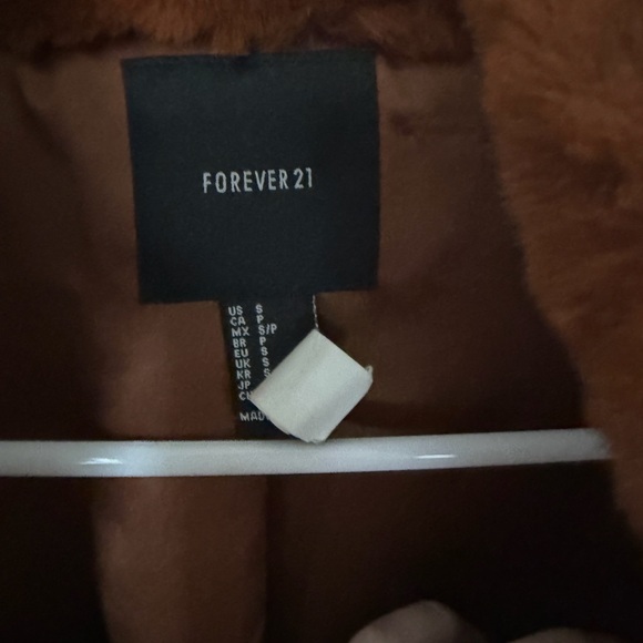 Forever 21 Rust Brown Faux Fur Pea Coat - Picture 2 of 3
